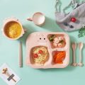 SLAIXIU KIDS Baby Children's Tableware Products Feeding Set Cartoon Plates Kids Dishes Children Training Eating Food Bowl Spoon Fork.