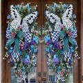 Summer Rose Butterfly Wreath Mother's Day Home Wall Hanging For Front Door Home Living Room Art Decoration Artificial Wreath Spring. 