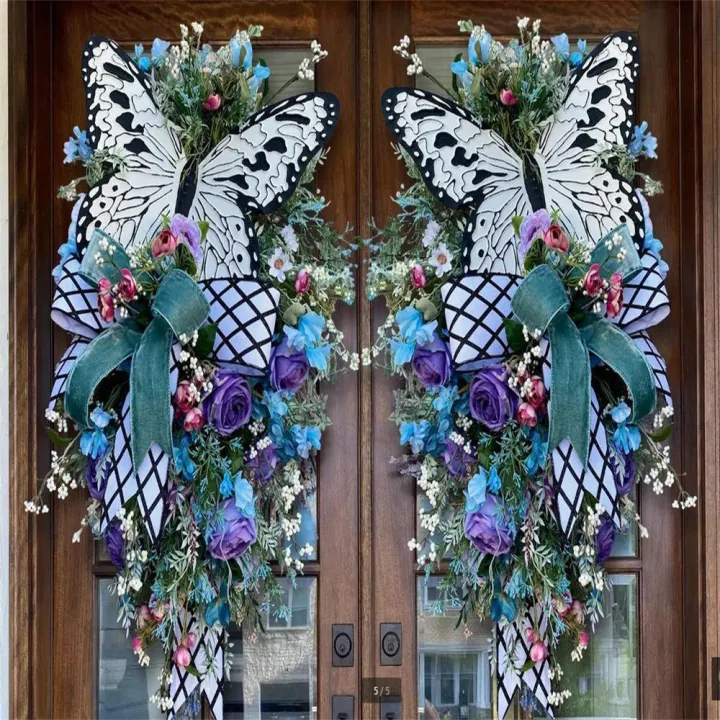 Summer%20Rose%20Butterfly%20Wreath%20Mother's%20Day%20Home%20Wall%20Hanging%20For%20Front%20Door%20Home%20Living%20Room%20Art%20Decoration%20Artificial%20Wreath%20Spring%20-%20Image%205
