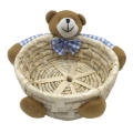 Durable Cartoon Storage Basket Eco-friendly Woven Multi-purpose Hand Woven Basket Handmade Cartoon design Bear/Rabbit braid Basket for Home decorations Nursery organization storage Laundry room. 