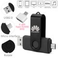 【Ready Stock+FREE Shipping+COD】 HUAWEI OTG USB Flashdrive Type-c/Micro 32GB 64GB 128GB 256GB Rotatable USB 2.0 Flash Drives Memory Metal Flash Drives Pen Drive U Disk. 