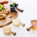 8PCS Transparent Glass Creamer with Wooden Handle, Mini Coffee Milk Creamer Pitcher. 50Ml. 