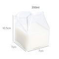 Glass Mugs Transparent Milk Carton Mini Milk Cup Coffee Cups Juice Glass Container 300ml Water Glass-Creamer Box Tea Milk Bottle. 