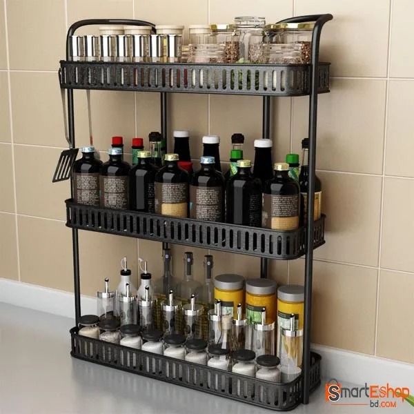 stainless steel ss 3 Tier Kitchen Spice Rack Wall Mounted | Daraz.com.bd