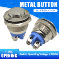 16MM Push Button Switch 250V 5A with Binding Post Terminal Self Resetting Stainless Steel Switch for Car Auto. 