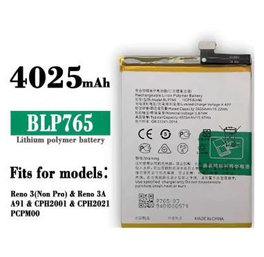 BLP765/BLP-765 Battery For OPPO Reno 3 Battery Reno3 Reno3a A91 F15 2020 CPH2001 CPH2021