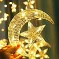 Ramadan Decoration 2024 Star Moon Curtain Garland String Light Aid EID Mubarak for Home Arabic Islam Muslim Event Party Supplies. 