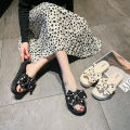 （Benefits）Summer Internet Celebrity All-Match Black Polka Dot Slippers Women's Summer Outdoor Fashion Platform Fairy Style Sandals. 