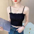 Ice silk pleated beautiful back camisole with chest pad tube top bottoming shirt top HyunA style wrapped chest underwear student girl.