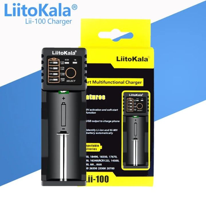 LiitoKala Lii-100B Lii-100 Battery Charger For 18650 18350 26650 16340 RCR123 14500 LiFePO4 1.2V Ni-MH Ni-Cd Smart Charger