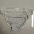 2 Pcs Soft Grey Cotton Bikini Panty for Women – Lace Trim & Bow Accent. 