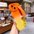 Olige Case For iPhone 11 12 13 14 15 Pro Max 6 7 8 14 15 Plus X XR XS Max New high-end minimalist style niche gradient color collision skin friendly liquid wave wrist strap phone case back cover.