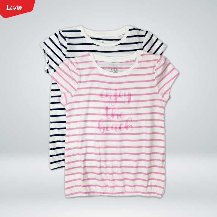 Girls Casual Short Sleeve Summer Ruffle Cotton T-shirt From Levin