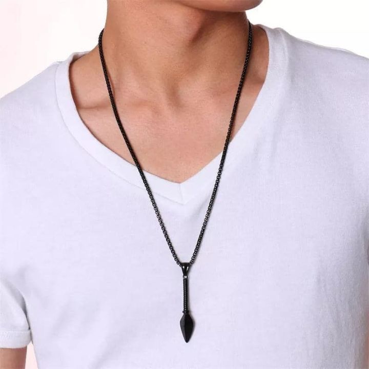 Hip%20Hop%20Punk%20Rock%20Men's%20Design%20Matte%20Black%20Long%20Necklace%20with%20Arrow%20Pendant%20Jewelry%20Chain%20Necklaces%20Gift%20For%20Men%20Women/Hot%20Fashion%20-%20Image%205