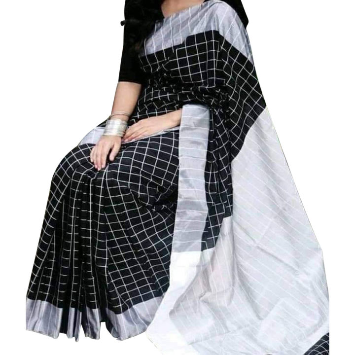 Checkered%20Elegance%20with%20the%20Black%20and%20White%20Cotton%20Dhupian%20Check%20Saree%20-%20A%20Stylish%20Choice%20for%20All%20Seasons%20and%20Casual%20Wear%20-%20Image%205