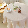 French tablecloth, Japanese cotton and linen, white light, luxury coffee table, round table, tablecloth, bedside table, desk, desk, square table. 