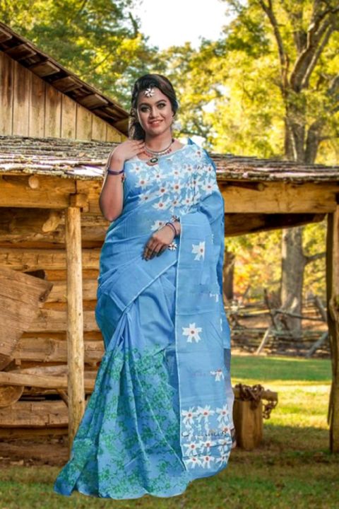 afsan Print Half Silk Saree For Woman