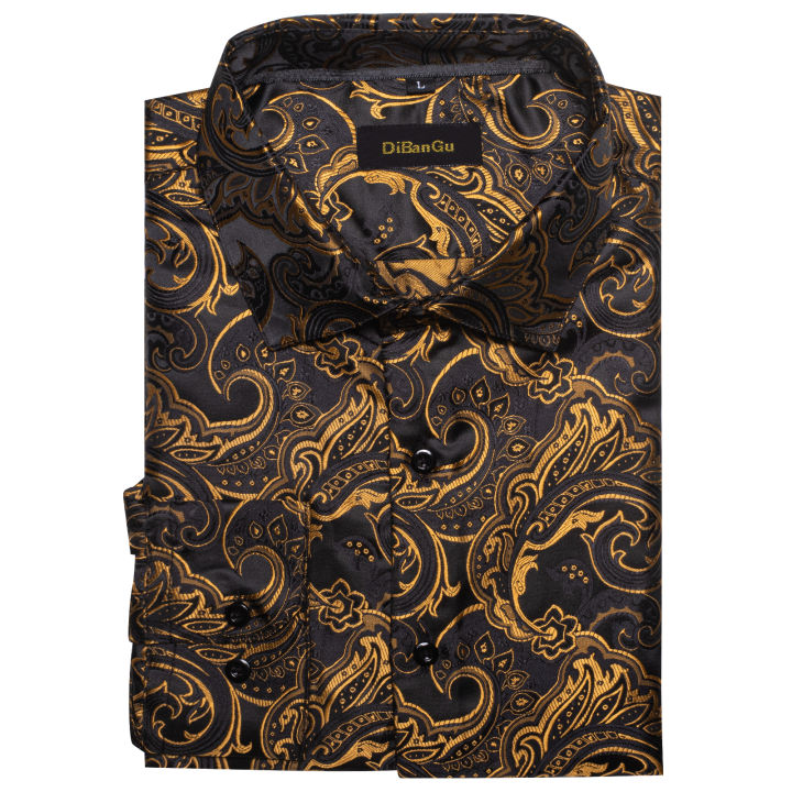 Luxury%20Men%20Dress%20Shirt%20Formal%20Prom%20Tuxedo%20Long%20Sleeve%20Silk%20Polyester%20Golden%20Color%20Paisley%20Black%20Shirts%20Blouse%20Men%20Clothing%20-%20Image%204