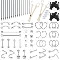60PCS Body Piercing Tool Kit 14G Disposable Professional Body Self Piercing Kits Clamp Gloves Tools Ear Lip Nose Navel Piercings. 