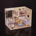 Doll House DIY Furniture Dust Cover 3D Wooden Mini Dollhouse Toy for Kids. 