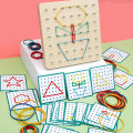Beehoney1 79pcs/88pcs Wooden Geoboard With Rubber Bands Math Pattern Blocks Geo Board With Pattern Cards Educational Toy For Kids Birthday Gifts. 