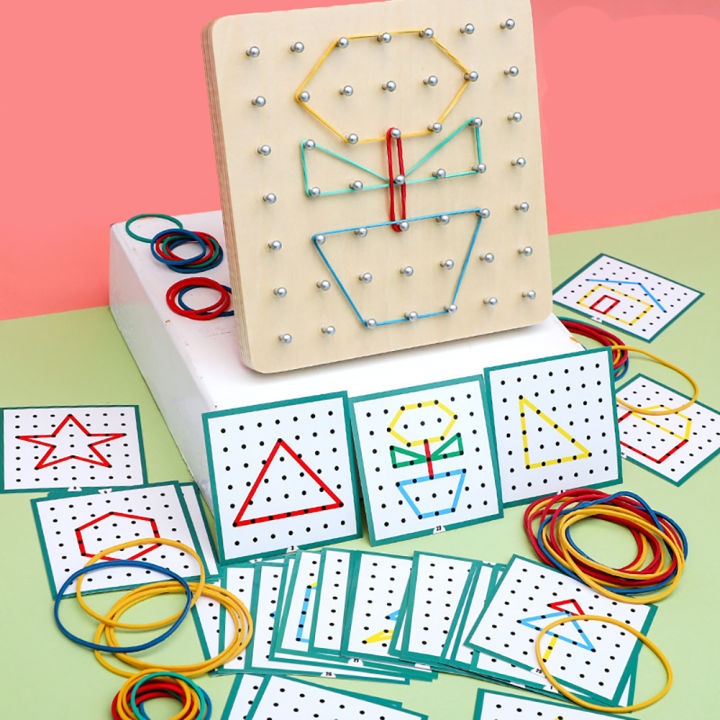 Beehoney1%2079pcs/88pcs%20Wooden%20Geoboard%20With%20Rubber%20Bands%20Math%20Pattern%20Blocks%20Geo%20Board%20With%20Pattern%20Cards%20Educational%20Toy%20For%20Kids%20Birthday%20Gifts%20-%20Image%207