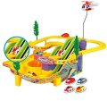 TOYMANIA Amazing Track Racer CAR Racing Toy Game Set for Kids. | with 4 Racing Cars and Helicopter. | Colorful Flashing Light Effects & Music. | Action Toy Game Set. 