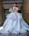 Funyue Elegant Muslim Wedding Dress Luxury Chapel Train Gorgeous Ball Gown Bride Dress Plus Size Mariage 2023 New. 
