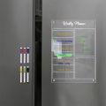Qiunery Acrylic Calendar For Fridge Magnetic Weekly Planning Board Clear Memo Note Board With 6 Markers For Office Home School. 