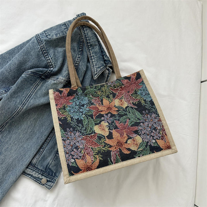 Sewing thread Tote bag Practical printing Splicing Shoulder bag canvas Commuter bag for Daily use Work bag Shopping bag Travel companion Fashion statement