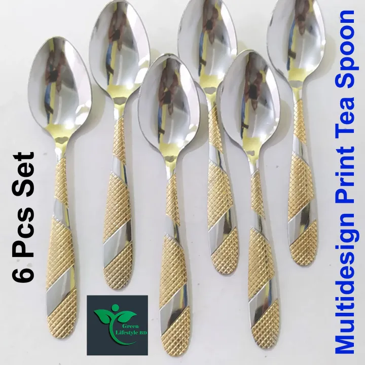 12-Piece%20Elegant%20Stainless%20Steel%206Tea%20&%206Fork%20Spoon%20Set%20for%20Kitchen%20&%20Dining,%20Multicolor%20Pattern%20-%20Image%202