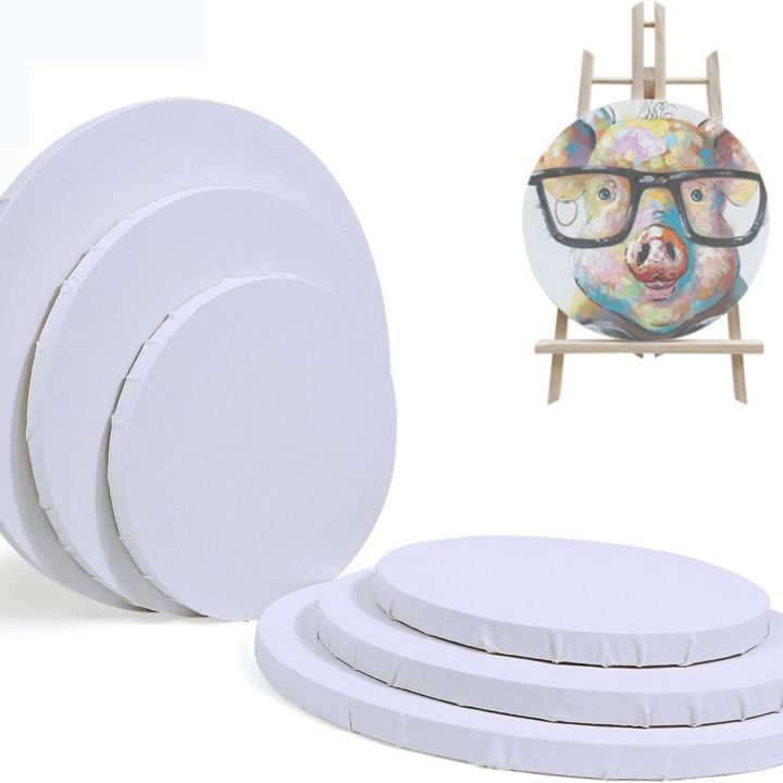 Blank Painting Canvas Panel, Round-Shaped White Canvas