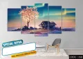 Stylish Addition - Complete Set of Ready-to-Hang Wall Canvas Art 5 Pieces for Living Room and Bedroom Home Décor: - Sustainable Choice. 
