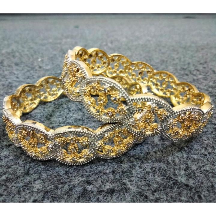 Fashion simple Two-row gold charm American Diamond Cut Bangles