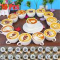 16 Pcs/Set Mixed Style Cappuccino Iatte Mold Duster Cake Mold Spray, Coffee Iatte Mold Coffee Decor Coffee Accessories.