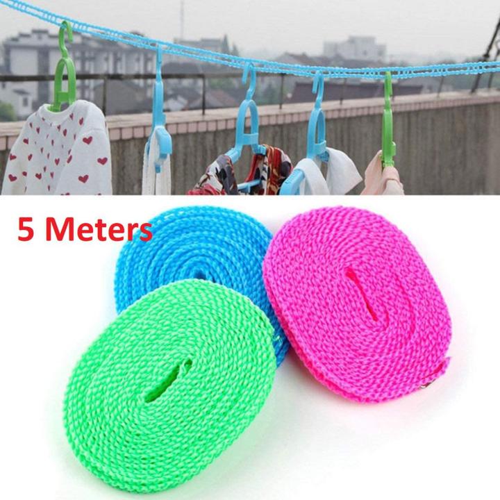 5M- Portable Windproof Clothesline Non-slip Washing Clothes Line Rope for home and outdoor use
