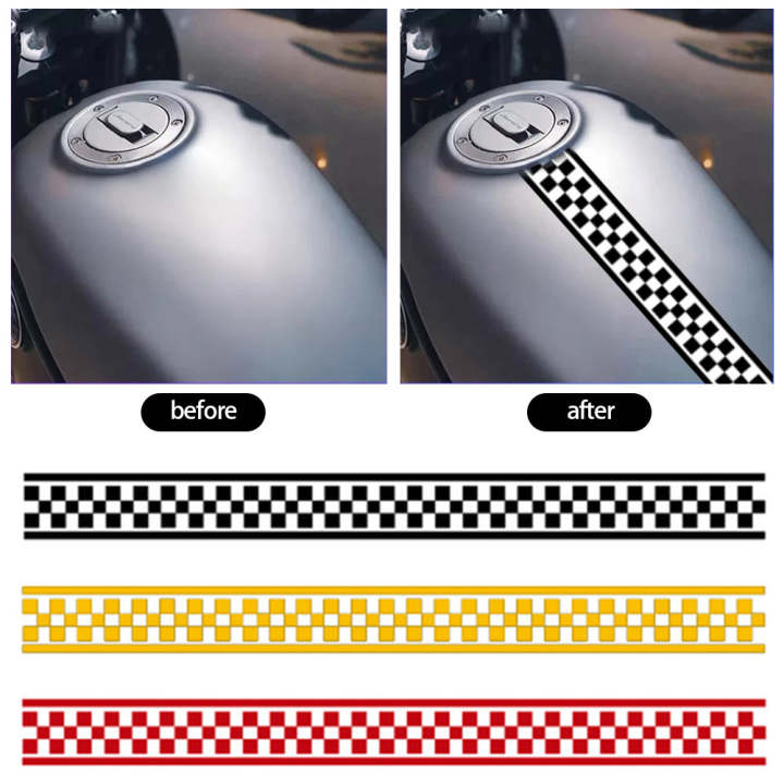 50cm/20inch Motorcycle Checkered Racing Stripes Tank Decals Decoration ...