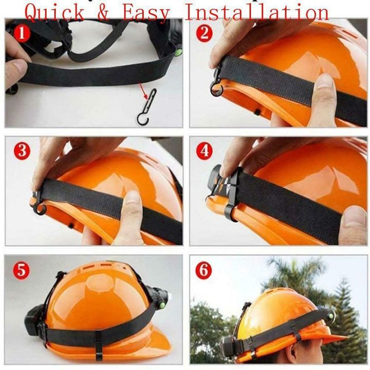 Durable 10pcs Headlamp Safety cap Head light Set Lightweight Helmet clips