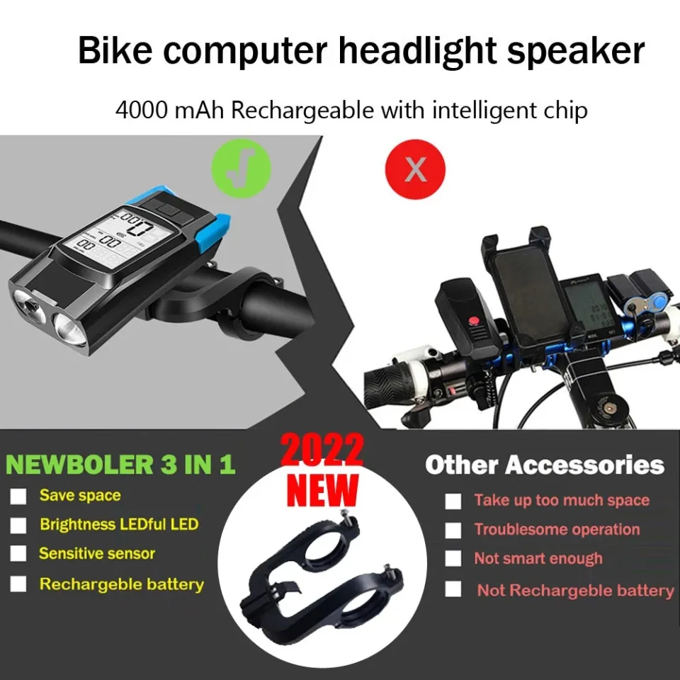TIORU Kit 5-in-1 Per Bici – Luci LED Anteriori/Posteriori Con Computer LCD, Tachimetro E Contachilometri, Impermeabile IPX4, 5 Modalità E Clacson, Batteria 1200mAh