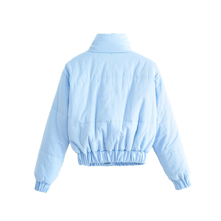 Women%20Short%20Puffer%20Jacket,%20Adults%20Solid%20Color%20Long%20Sleeve%20Stand%20Collar%20Outerwear%20with%20Pockets%20-%20Image%203