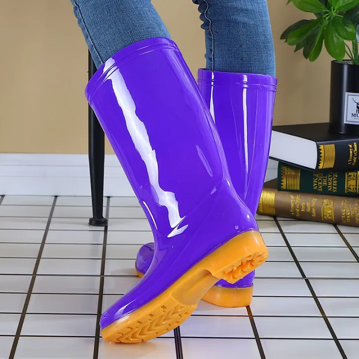 Women's%20Rain%20Boots%20High%20Tube%20Rain%20Shoes%20High-Top%20Anti-Slip%20Tendon%20Bottom%20Rain%20Boots%20Labor%20Protection%20Rubber%20Shoes%20Cute%20Waterproof%20Boots%20Kitchen%20-%20Image%203