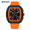 SANDA 6157 brand's new electronic watch digital multifunctional fashion trend men's watch silicone waterproof alarm clock men. 