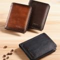 2023 New Genuine Leather Rfid Protection Wallets for Men Vintage Thin Short Multi Function ID Credit Card Holder Money Bag. 