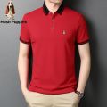 Hush Puppies Short SleeveTT-shirt Men's Summer Youth Pure Cotton American Casual Polo CollarpoloShirt Solid Color T-shirt.