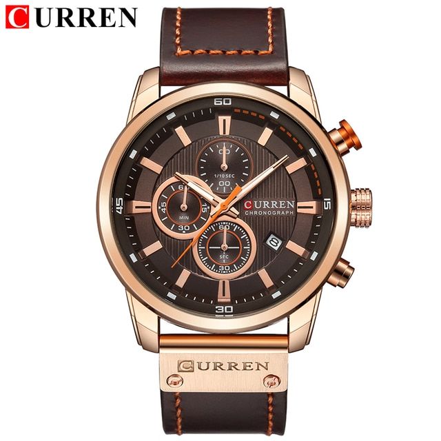 CURREN 8291 Fashion Quartz Men Watch Analog Digital Chronograph Leather Mens Watches Casual Sport Waterproof Male Clocks Часы