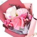 Soap Flower Bouquet Artificial Flower for Engagement Ceremony Anniversary 20cm bean paste paper. 