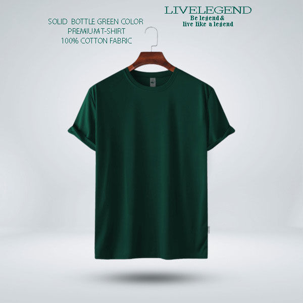 Whimsical Understated -Craftsmanship and Trendy -Mens Premium Solid T-shirt-Bottle Green color 100%cotton- Progressively Better