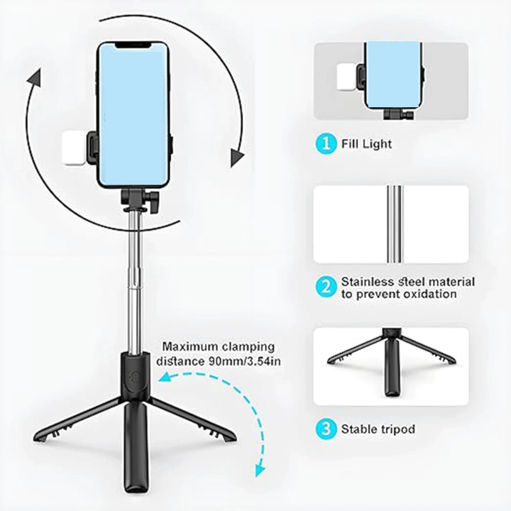 R1SL%20Premium%20Selfie%20Stick%20Tripod,%20180%20cm%20Extendable,%203%20Step%20LED%20Light%20with%20360%C2%B0%20Rotation,%20Wireless%20Remote,%20Rechargeable%20-%20Image%205