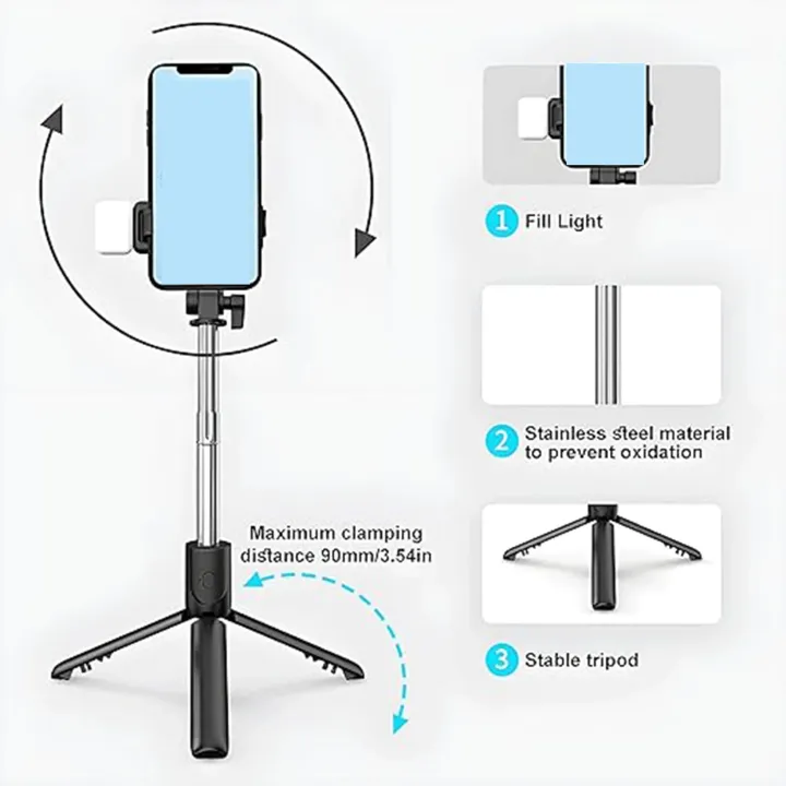 R1SL%20Premium%20Selfie%20Stick%20Tripod,%20180%20cm%20Extendable,%203%20Step%20LED%20Light%20with%20360%C2%B0%20Rotation,%20Wireless%20Remote,%20Rechargeable%20-%20Image%205
