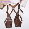 Men Anti-theft Strap Bag Medieval Steampunk Style Anti-theft Sling Bag with Adjustable Strap Rivet Decor Underarm Double Shoulder Bag in Smooth Faux Leather for Armpit Bag for Outdoor Use.
